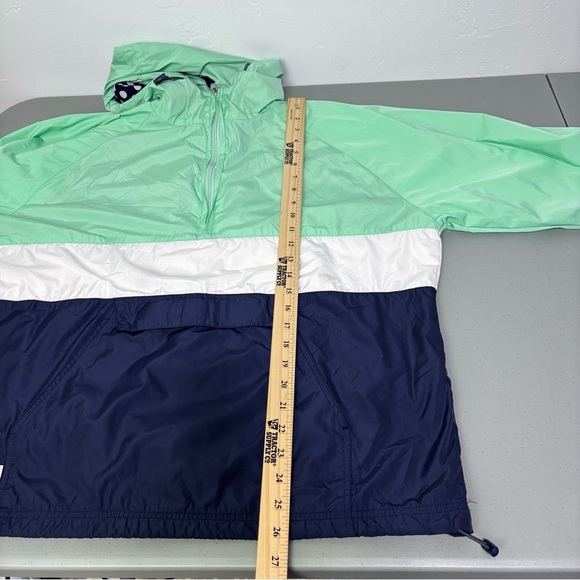 Jadelynn Brooke Women's Medium Hooded Rain Windbreaker Jacket Green Navy - Picture 15 of 15